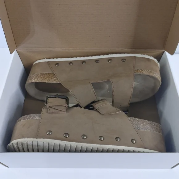 Altar’d State Serenna Platform Slide Sandals Size 9 Brown Double Buckle Boho - Picture 13 of 14